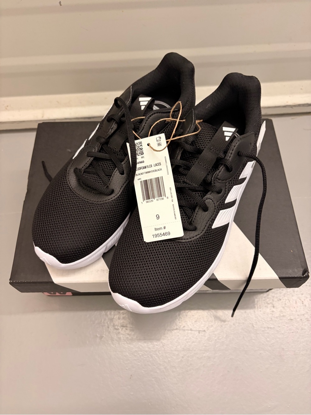Adidas Cloudfoam Flex Laces Core Black White Running Shoes Women's Size 9 NEW - Picture 2 of 6